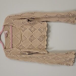 Boho Fairygoth Open Knit Crop Sweater